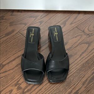 Chinese Laundry Black Square-Toe Slide Mules